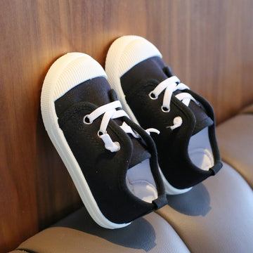 Toddler's Trendy Canvas Lace-up Sneakers For Boys & Girls